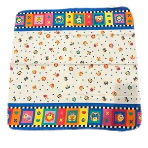 Vintage 1999 Fisher Price White Red Blue Fish Sun Turtle Baby Receiving Blanket